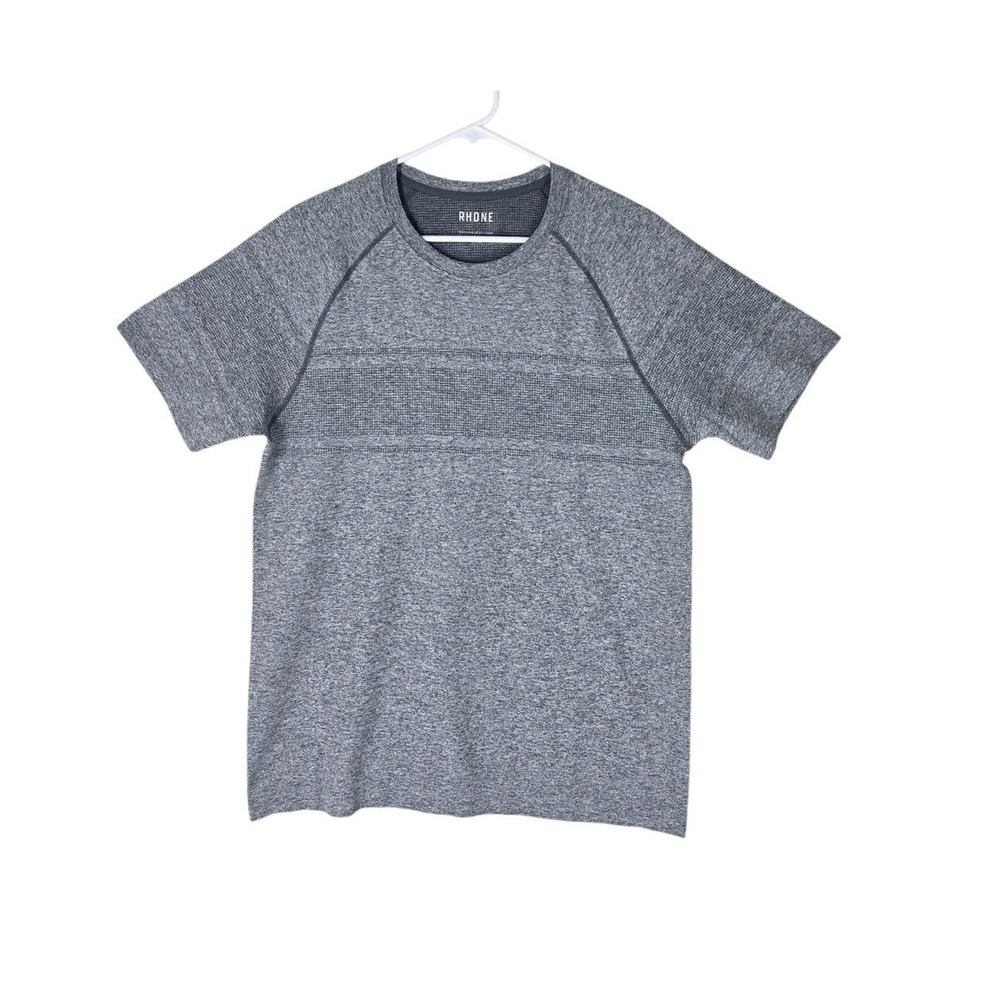 Rhone Reign Workout Shirt Mens L Grey Heather Gym Training SS Breathable